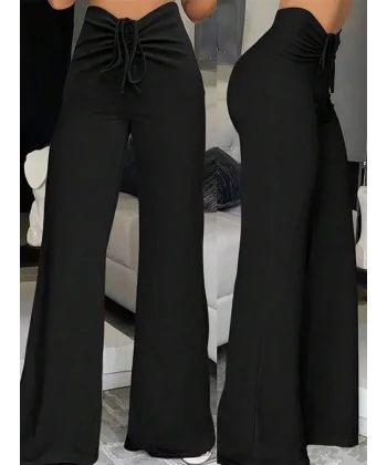 Kadın Yüksek Bel önden Büzgülü Ispanyol Ithal Krep Pantolon