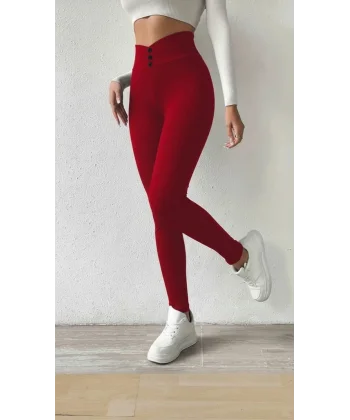 Kadın Yüksek Bel önden Düğmeli Dalgıç Tayt