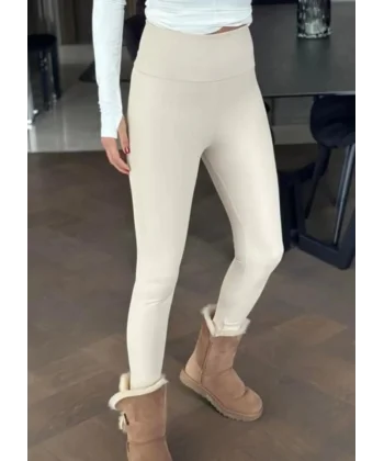 Kadın Yüksek Bel şardonlu Full ikralı at Deri Tayt