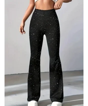 Kadın Yüksek Bel Taşlı Dalgıç Tayt