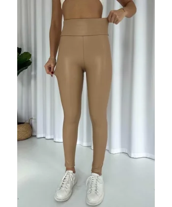 Kadın Yüksek Bel Toparlayacı Içi şardonlu Tam Kalıp Deri Tayt