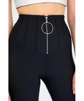 Kadın Yüksek Bel Toparlayıcı Korse Detay Dalgıç Kumaş Tayt