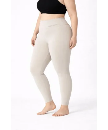 Kadın Yüksek Bel Toparlayıcı Likralı dalgıç Spor Tayt Esnek Battal Büyük Beden - Kahverengi