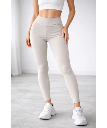Kadın Yüksek Bel Toparlayıcı Likralı dalgıç Spor Tayt Esnek Rahat Kalıp - Bej