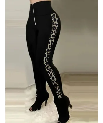 Kadın Yüksek Bel Yan şerit Detaylı Dalgıç Tayt