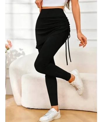 Kadın Yüksek Bel Yandan Büzgülü Alttan Uzun Kaşkorse Tayt Etek