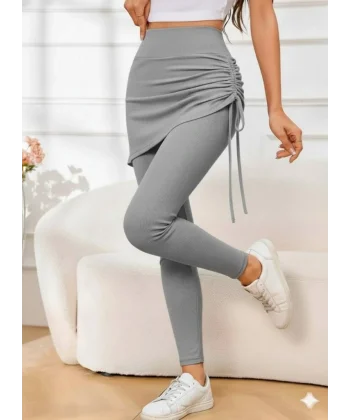 Kadın Yüksek Bel Yandan Büzgülü Alttan Uzun Kaşkorse Tayt Etek