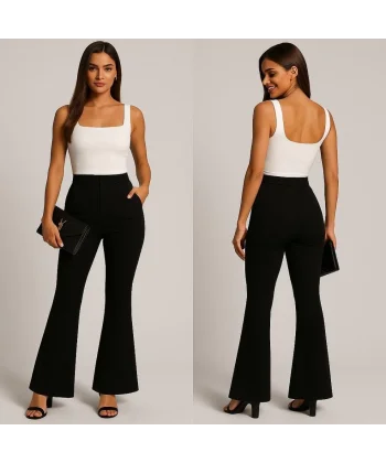 Kadın Yüksel Bel Ispanyol Paça Pantolon