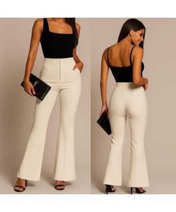 Kadın Yüksel Bel Ispanyol Paça Pantolon