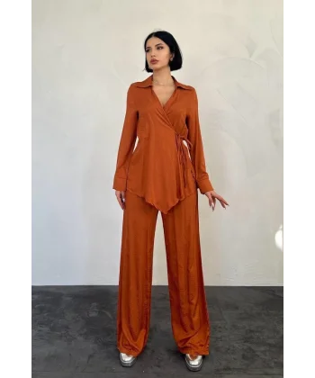 Kahverengi Jakarlı Biye Takım