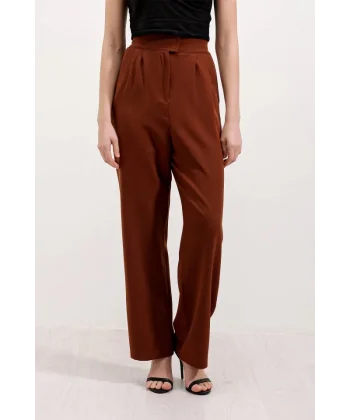 Kahverengi Yüksek Bel Kumaş Pantolon 6612