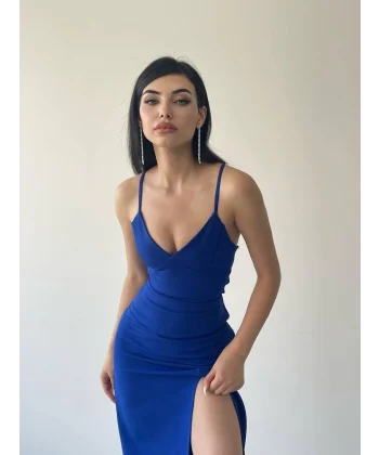 Kaitlyn ırt Dekolteli V Yaka Yırtmaçlı Elbise