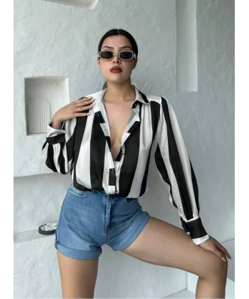 Kalın Çizgi Tasarımlı Gömlek