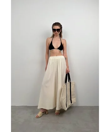 Kalın Kemer Keten Pantolon