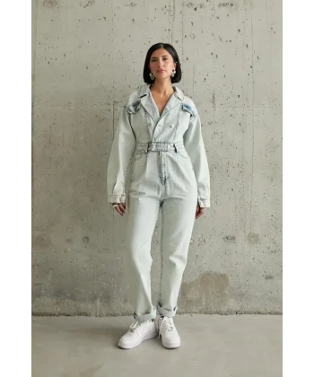 Kar Yıkama Blue Denim Tulum