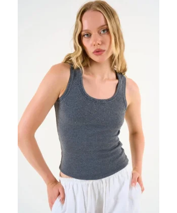 Kare Yaka Düz Atlet - Antrasit