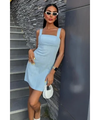 Kare Yaka Mini Elbise 2903