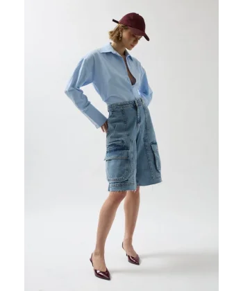 Kargo Cep Bermuda Denim Şort