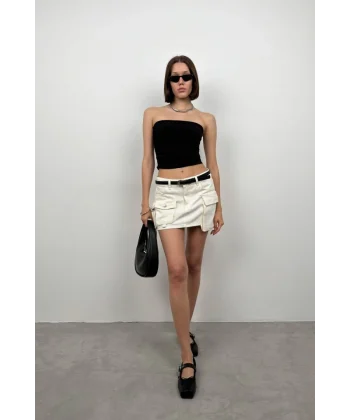 Kargo Cep Mini Denim Etek