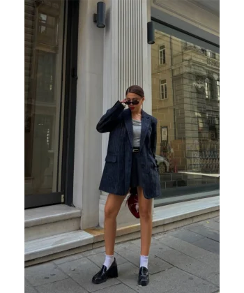 KAŞE CEKET DİREK DERİ PARÇAI  acivert