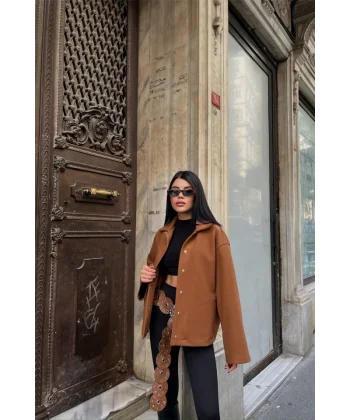 KAŞE GÖEK CEKET YANDAN CEP DETAYI  Kahverengi