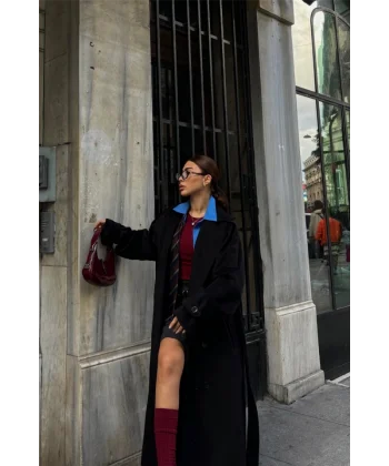 KAŞE KALIN KABAN UZUN  Siyah