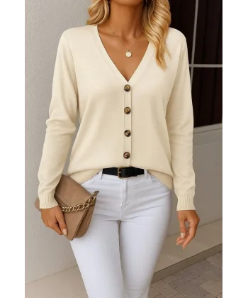 Kasın Uzun Kollu önü Düğmeli Kısa Hırka