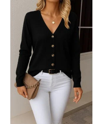 Kasın Uzun Kollu önü Düğmeli Kısa Hırka