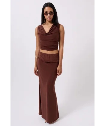 Katlama Bel Detay Maxi Etek