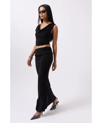 Katlama Bel Detay Maxi Etek