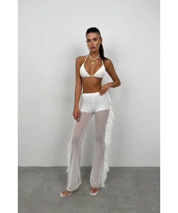 Katlı Transparan Pantolon