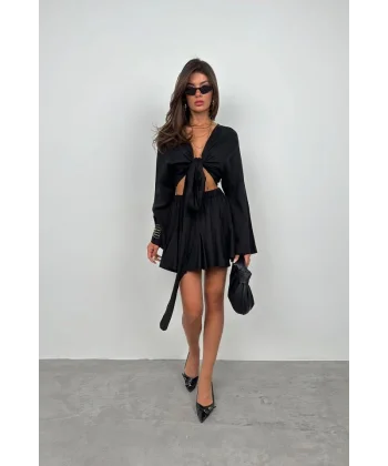 Kayık Yaka Uzun Kol Crop