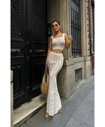 Kayla Dantel Desenli Crop Takım 9840