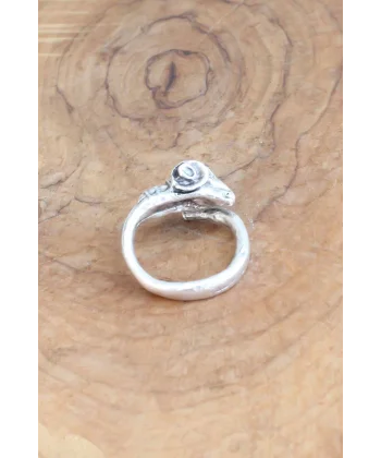 Keçi Figürlü Gümüş Renk Ayarlanabilir Erkek Yüzük