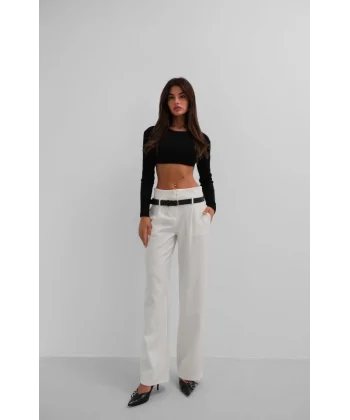 Kemer Detay Yüksek Bel Pantolon