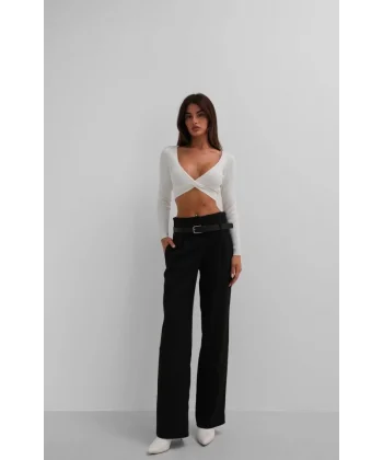 Kemer Detay Yüksek Bel Pantolon