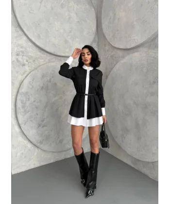 Kemer Detaylı Gömlek Elbise