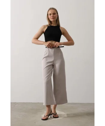 Kemer Pens Detaylı Pantolon - Gri