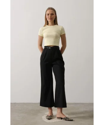 Kemer Pens Detaylı Pantolon - Siyah