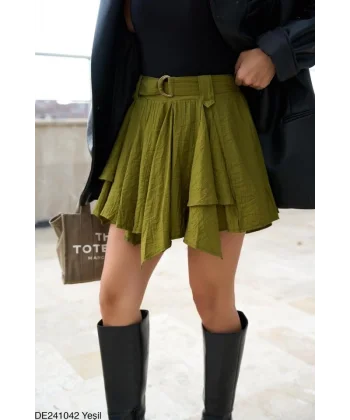 Kemerli Şort Etek  Yeşil