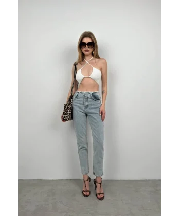 Kemersiz Düşük Bel Jean