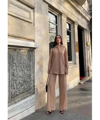 KENDİNDEN DEENİ KRINKI GÖEK  PANTOON TK  Bej