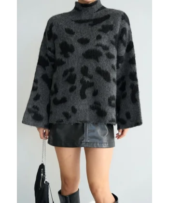 Kendinden Yakalı KAZAK  AntrasitSiyah