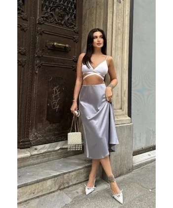 Keria Verev Kesim Saten Etek 4034-08