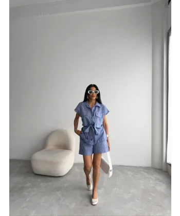 KETEN BAĞAAI KOUZ GÖEK  DUBE PAÇA ŞORT TAKI  acivert