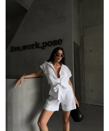 KETEN BAĞAAI KOUZ GÖEK  DUBE PAÇA ŞORT TAKI  Beyaz