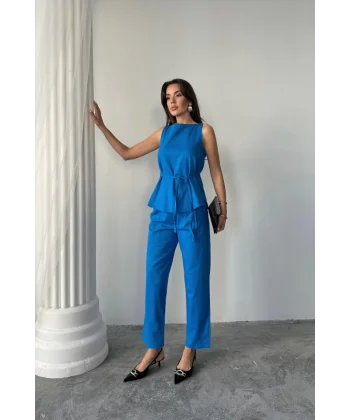 KETEN BLUZ - PANTOLON TAKIM MASSİMO MODEL SCREAT KUMAŞ - Saks