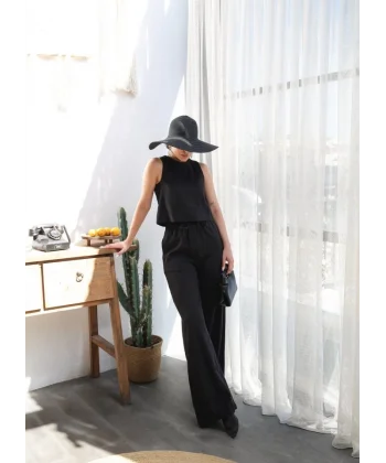 Keten Bluz Ve Pantolon İki̇li̇ Takim