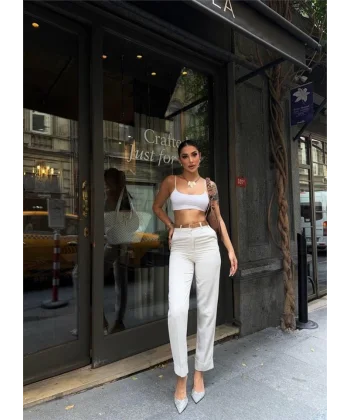 KETEN DUBE PAÇA DERİ TABA KEERİ PANTOON  Ham