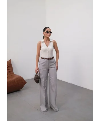 Keten Kemerli̇ Ve Dökümlü Palazzo Pantolon (Kemer Dahi̇l)